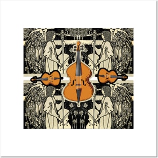 Angels Playing the Cello in Classical Celestial Songs Posters and Art